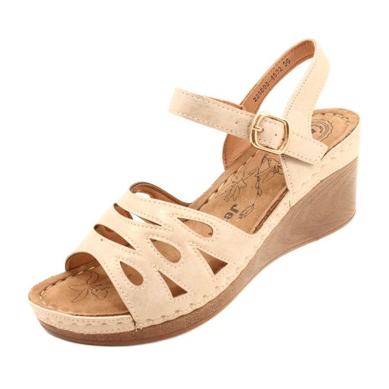 Bequeme Damen-Keilsandalen Evento 22SD98-4572 Beige 3
