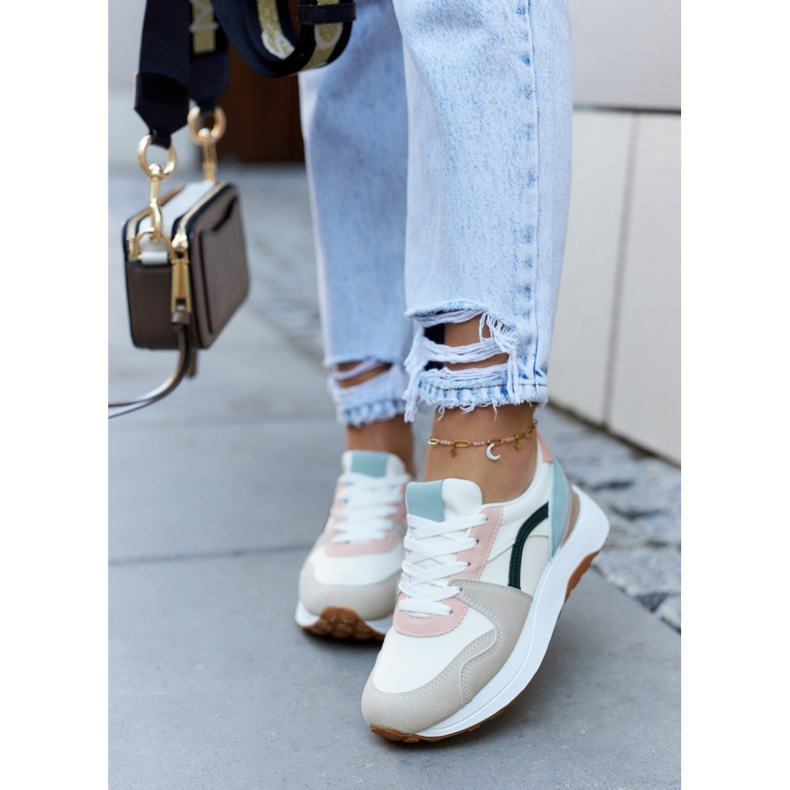 FG2 Beige und grüne Coryse gebundene Sportschuhe braun 2