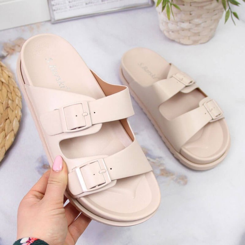 Gummihausschuhe mit Schnallen S. Bararski W OLI157A beige 1