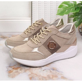 Lederturnschuhe auf einem Keil Filippo W PAW331A beige 2
