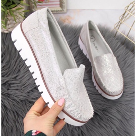 Leder-Slipper auf der Plattform Filippo W PAW336 Silber 1