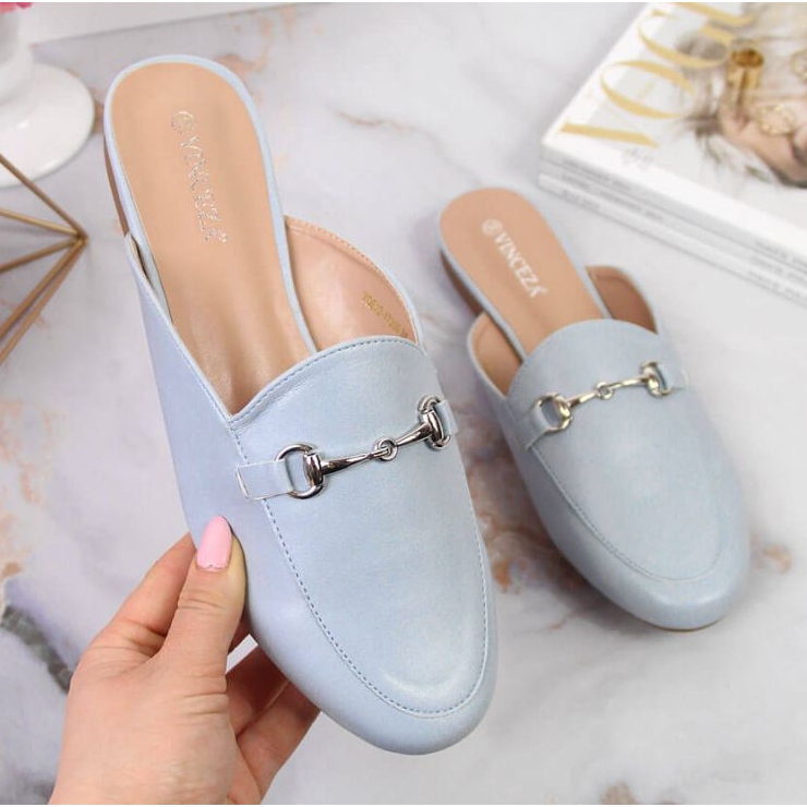 Aufbaupantoffeln mit Vinceza-Ornament W JAN103A blau 1