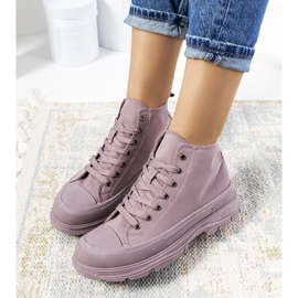 Violette, knöchelhohe Sneakers auf der Boyes-Plattform 1