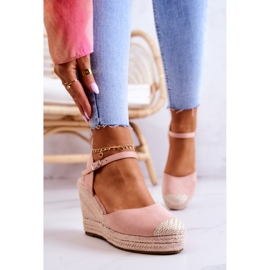 FW1 Damen-Espadrilles auf geflochtenem Plateau Pink Canillo rosa 2
