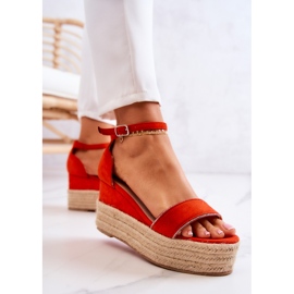 FW1 Damensandalen mit Keilabsatz und Zirkonia-Orange Linette 2