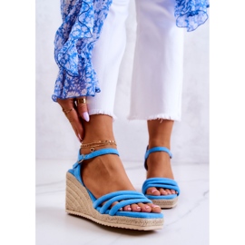 FJ1 Louisiana Blaue Keilsandalen aus Wildleder 1