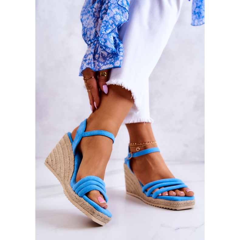 FJ1 Louisiana Blaue Keilsandalen aus Wildleder 2