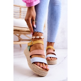 FS1 Damensandalen aus Wildleder mit Schnalle Pastell Corestra mehrfarbig 1