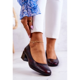 Sergio Leone Pumps aus Leder in Schlangenhaut-Optik Burgund Mesquite rot 1