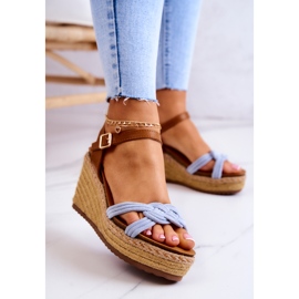 FB2 Modische Sandalen auf einem Keil Blau Roseville 1