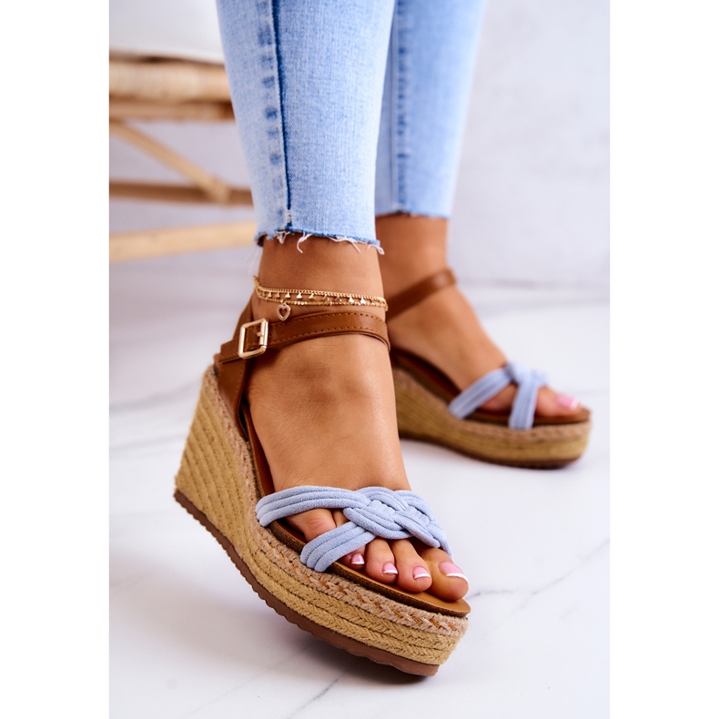 FB2 Modische Sandalen auf einem Keil Blau Roseville 1