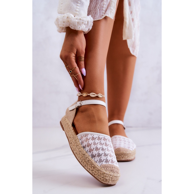 Damen-Espadrilles mit Schnalle Weiß Charlene 2