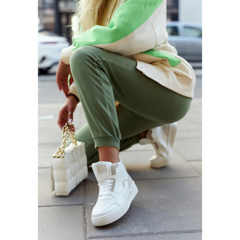 FG2 Hohe Damen Sportschuhe Weiß und Beige Megithoe 2