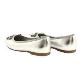 Miss Metallische Ballerinas der Mädchen mit einem silbernen Bogen 8