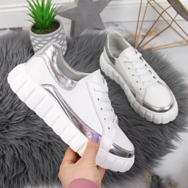 Lederschuhe auf der Plattform S. Barski W OLI161 weiß 1