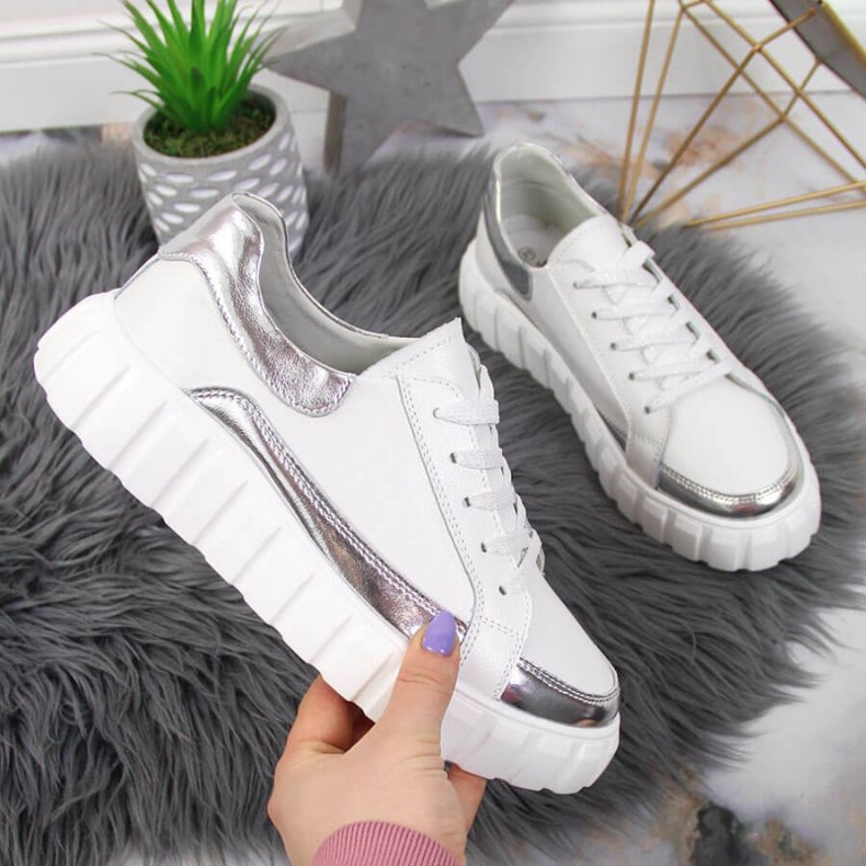 Lederschuhe auf der Plattform S. Barski W OLI161 weiß 1