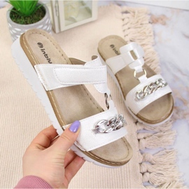 Flip-Flops mit Klettverschluss und Kette glänzend Inblu W ARC11 weiß 1