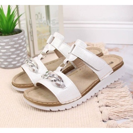 Flip-Flops mit Klettverschluss und Kette glänzend Inblu W ARC11 weiß 2