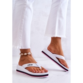 Damen-Flip-Flops auf dem Keil Big Star JJ274A333 Weiß 3