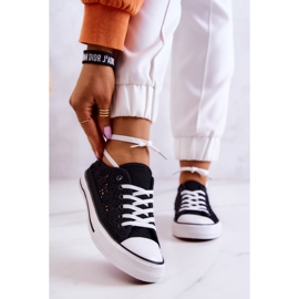 Schwarze Venture-Sneakers aus Stoff für Damen mit Lochmuster 1