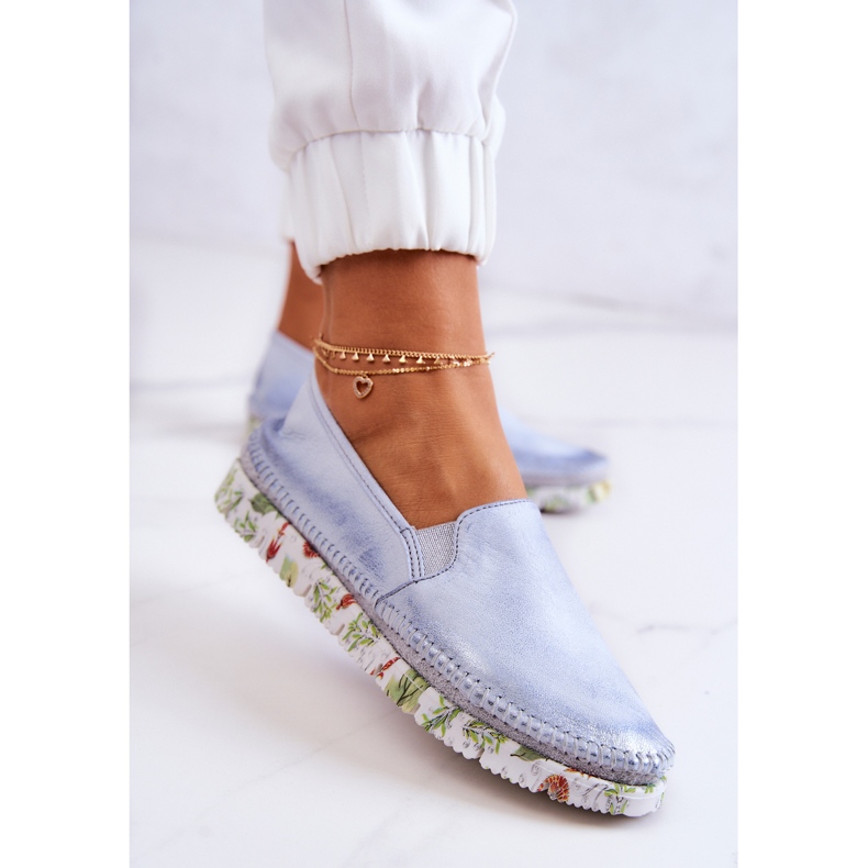 Damen-Slipper aus Leder Maciejka 03512-40 Hellblau 2