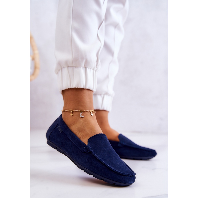 Damen Wildleder Slipper Big Star JJ274659 Marineblau 2