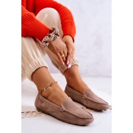 Damen Wildleder Loafer Big Star JJ274658 Cappuccino beige braun 2