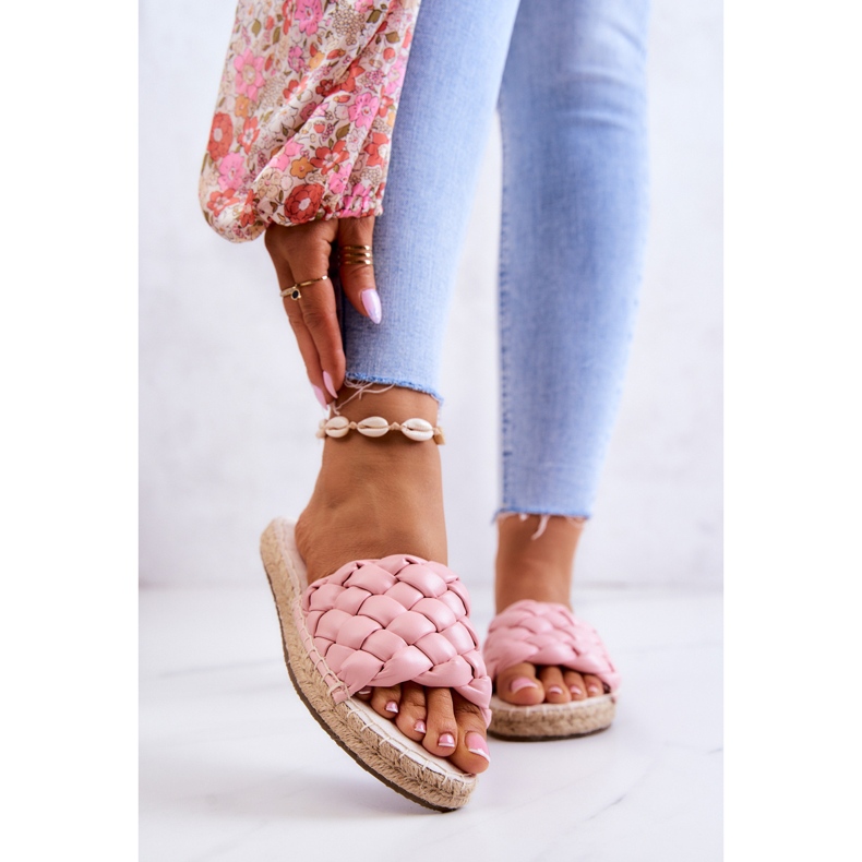 Geflochtene Lederhausschuhe Big Star JJ274921 Pink rosa 1