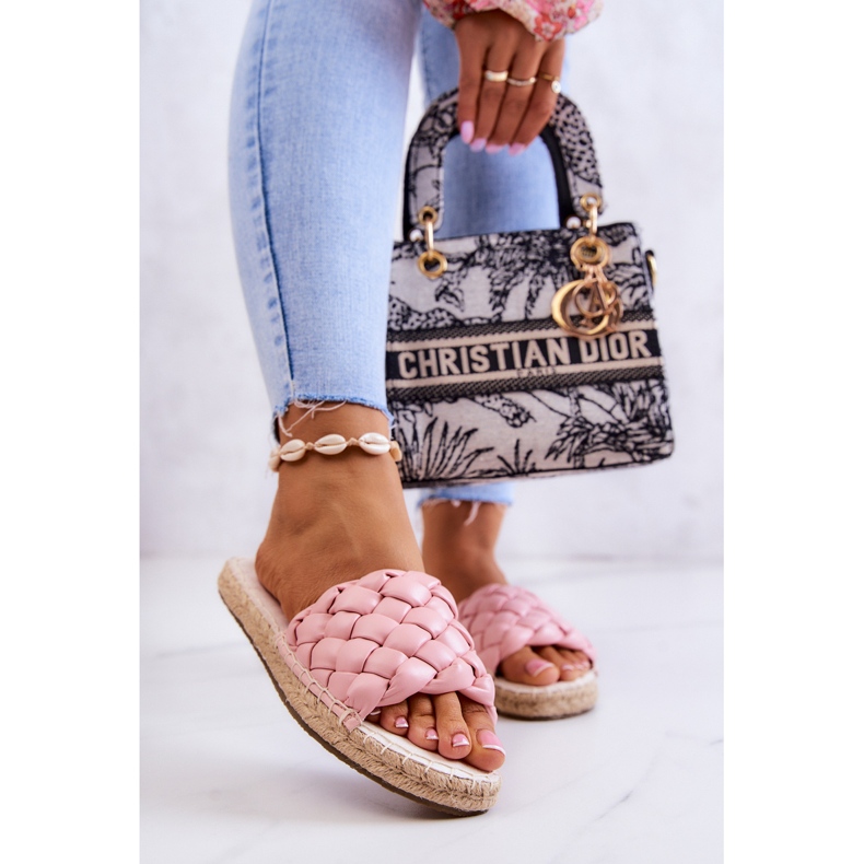 Geflochtene Lederhausschuhe Big Star JJ274921 Pink rosa 2