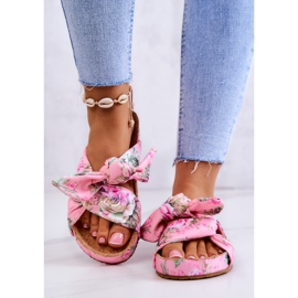 Klassische Hausschuhe mit Blumen Big Star JJ274702 Pink rosa mehrfarbig 2