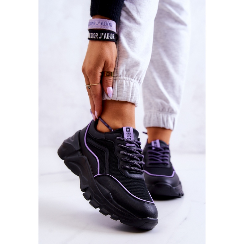 Memory Foam Big Star JJ274786 Schwarze Sportschuhe violett 1