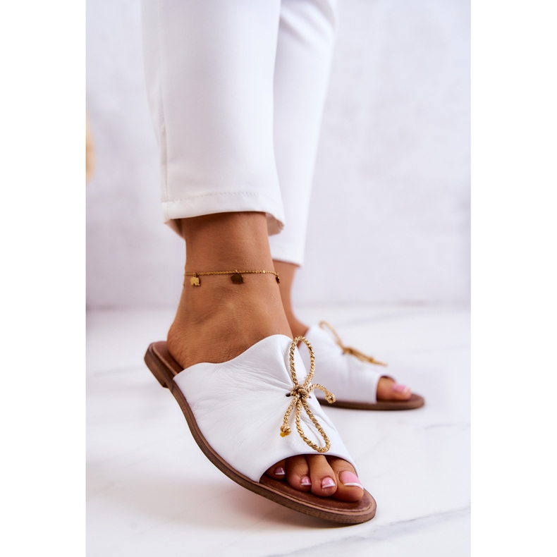 Damenhausschuhe aus Leder Nicole 2659/003 Weiß 2