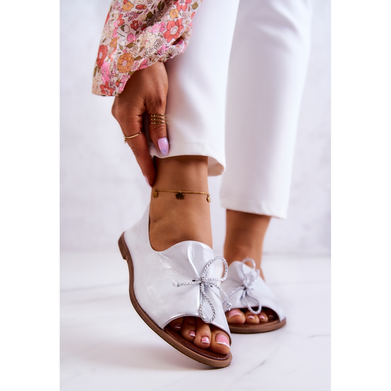 Leder Damen Ballerinas Nicole 2660/005 Weiß-Silber 1