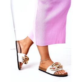 S.Barski Hausschuhe auf Kork mit Kette S. Barski SB002 Weiß 3