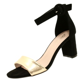 Schwarze und goldene Sandalen auf einem Absatz Evento 20SD98-1617 3