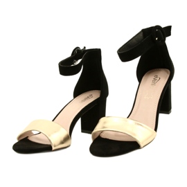 Schwarze und goldene Sandalen auf einem Absatz Evento 20SD98-1617 2