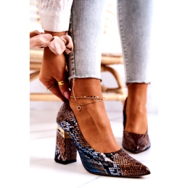 Lewski Shoes Lederpumps Lewski Snake 3117 Braun-Blau 1