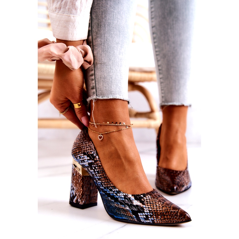 Lewski Shoes Lederpumps Lewski Snake 3117 Braun-Blau 1