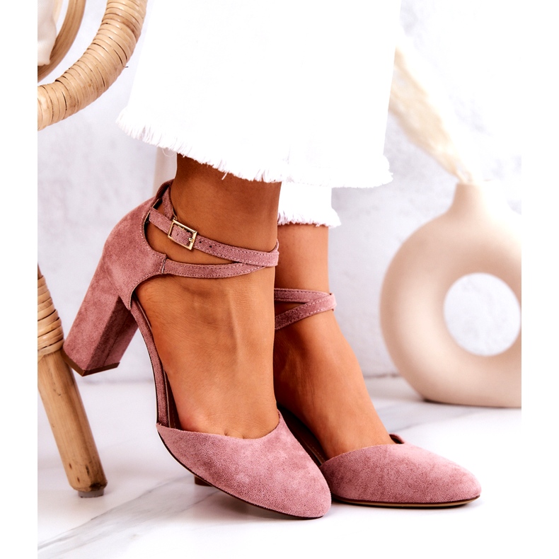 Wildleder Pumps auf einer Säule Sergio Leone SK851 Pink rosa 2