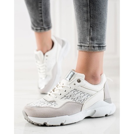 Renda Stylische Sneaker beige weiß silber- 2