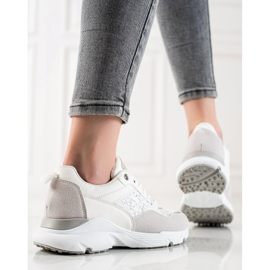 Renda Stylische Sneaker beige weiß silber- 1