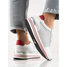 VINCEZA Sneakers mit Lochmuster weiß rot 1