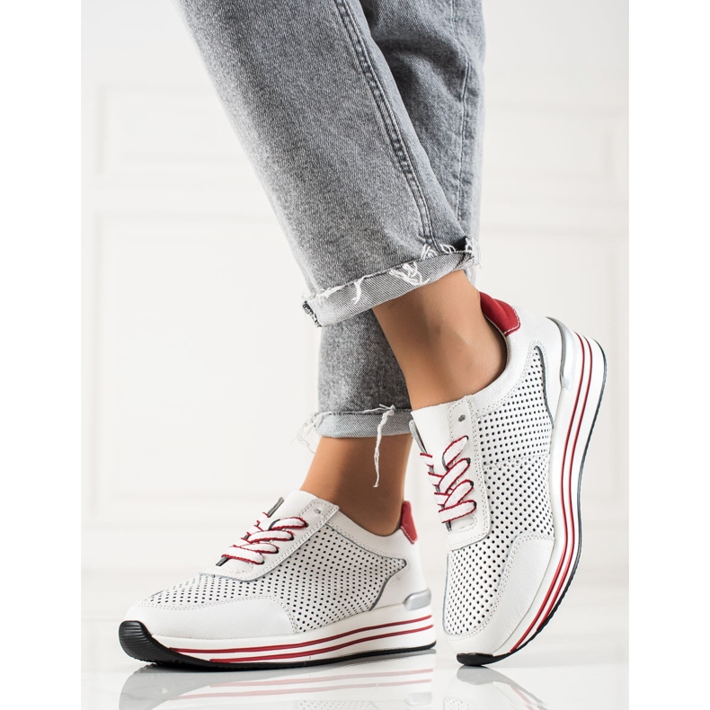 VINCEZA Sneakers mit Lochmuster weiß rot 2