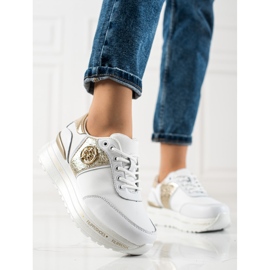 Filippo Modische Sneaker aus Leder weiß golden 1