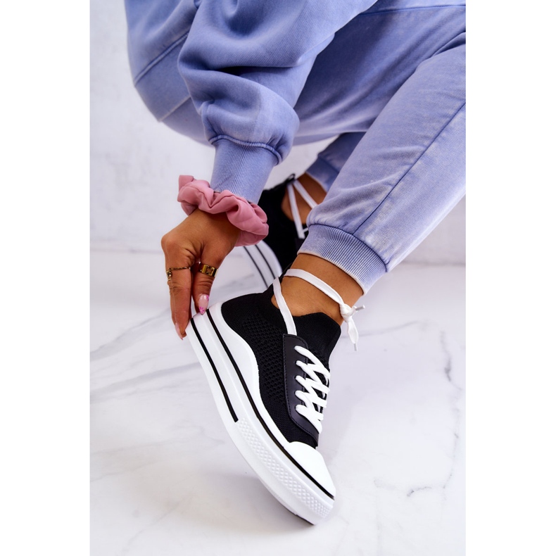 S.Barski Schwarze Soren-Socken-Turnschuhe für Damen 1