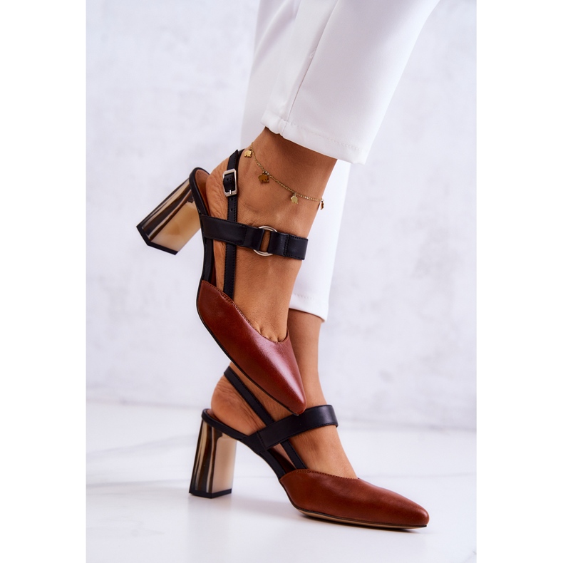 Sergio Leone Modische Lederpumps Maciejka 05498-29 Braun und Schwarz 2