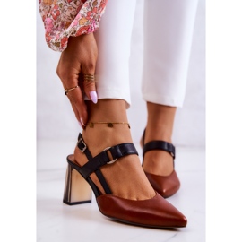 Sergio Leone Modische Lederpumps Maciejka 05498-29 Braun und Schwarz 1