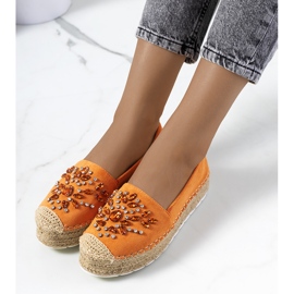 Orangefarbene Espadrilles mit Leer Zirkonia 2