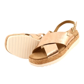 Caprice Damen-Ledersandalen auf der Plattform 9-28712 933 Pink-Gold golden 3