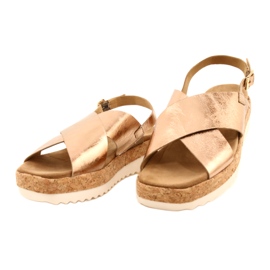 Caprice Damen-Ledersandalen auf der Plattform 9-28712 933 Pink-Gold golden 2